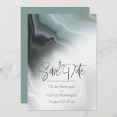 Save The Date | Abstraktes Dusty Sage Pale Violet Einladung (Vorne/Hinten)