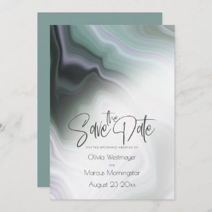 Save The Date   Abstraktes Dusty Sage Pale Violet Einladung