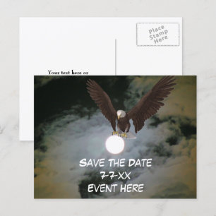 Save The Date Adler Vollmond Ankündigungspostkarte