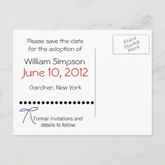 Save the Date Adoption Postkarte (Rückseite)