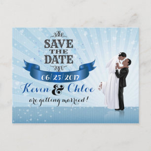 Save the Date (Afroamerikanisches Paar) Ankündigungspostkarte