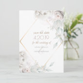 Save The Date | Alabaster White Watercolor Peoning (Stehend Vorderseite)