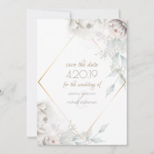 Save The Date Alabaster White Watercolor Peoning