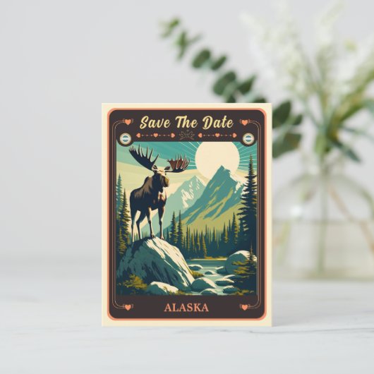 Save The Date | Alaska Einladung Postkarte (Stehend Vorderseite)