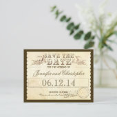 Save the Date alte Vintage Tickets - typografische Ankündigungspostkarte (Stehend Vorderseite)