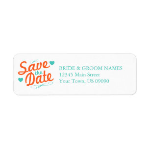 Save the Date altmodisch (orange / Aquamarin)