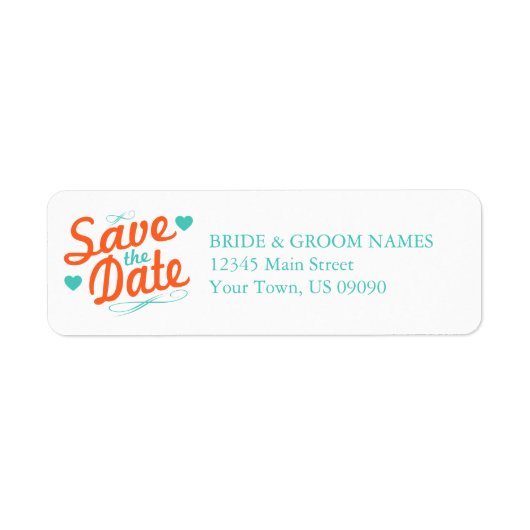 Save the Date altmodisch (orange / Aquamarin) (Vorne)