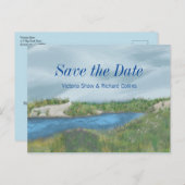 Save the Date an der Küste gestrichen Ankündigungspostkarte (Vorne/Hinten)