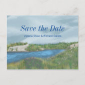 Save the Date an der Küste gestrichen Ankündigungspostkarte (Vorderseite)