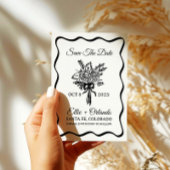 Save the Date an der schwarzen Hand gezeichnete Ba Einladung