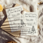 Save the Date an der schwarzen Hand gezeichnete Ba Einladung