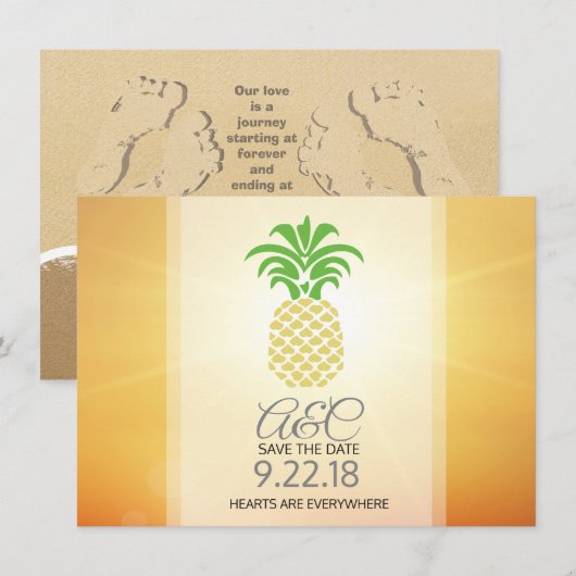 Save the Date Ananas Herz (Vorne/Hinten)