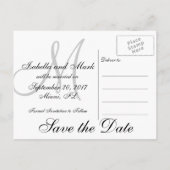 Save the Date, Anfangsbuchstaben, Monogramm, Schwa Ankündigungspostkarte (Rückseite)