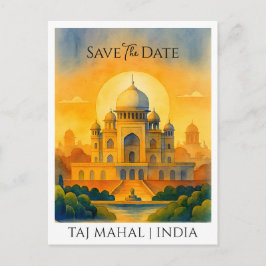 Save the Date ankündigen | Taj Mahal India Vintag Postkarte