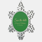 Save the Date Ankündigung von Hochzeitsschreiben Schneeflocken Zinn-Ornament (Rechts)