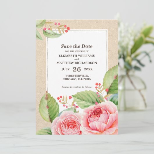 Save the Date. Ankündigung von rustikalen Hochzeit (Stehend Vorderseite)