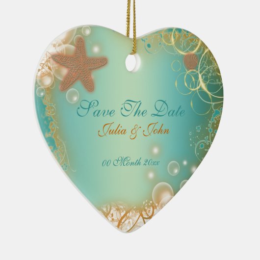 Save the Date Ankündigung zum Thema Hochzeitsstran Keramik Ornament (Rechts)