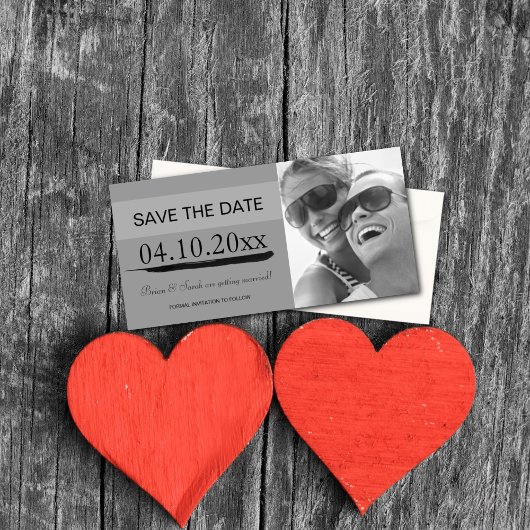 Save the Date Ankündigungen der Fotokarte {Grau}