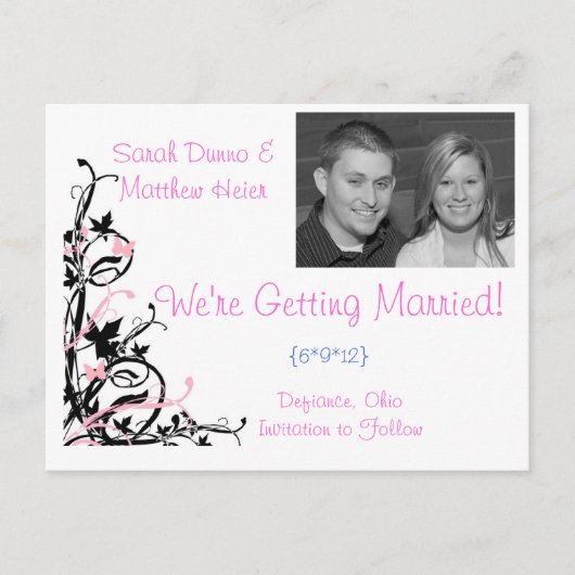 Save the Date Ankündigungspostkarte (Vorderseite)