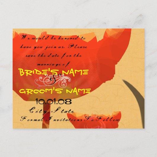 Save The Date Ankündigungspostkarte (Rückseite)