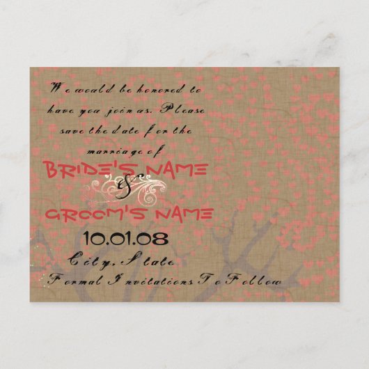 Save The Date Ankündigungspostkarte (Rückseite)