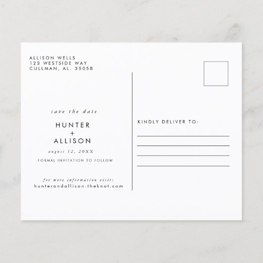 Save the Date | Annabeth | Postkarte (Rückseite)