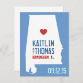 Save the Date - Anpassbar - Alabama Ankündigungspostkarte (Vorne/Hinten)