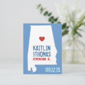 Save the Date - Anpassbar - Alabama Ankündigungspostkarte (Stehend Vorderseite)