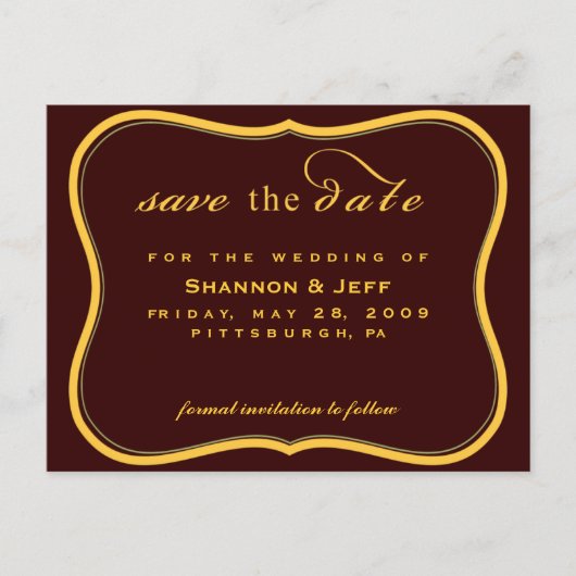 Save the Date, anpassbar Ankündigungspostkarte (Vorderseite)