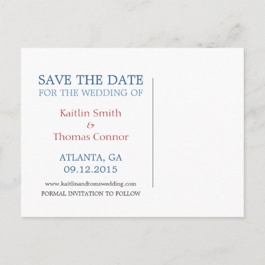 Save the Date - Anpassbar - Georgien Ankündigungspostkarte (Rückseite)