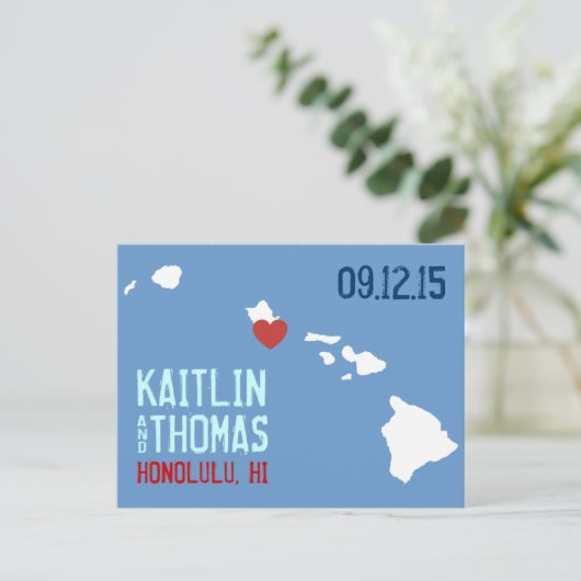 Save the Date - Anpassbar - Hawaii Ankündigungspostkarte (Stehend Vorderseite)