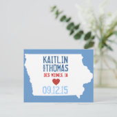 Save the Date - Anpassbar - Iowa Ankündigungspostkarte (Stehend Vorderseite)