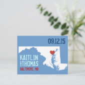 Save the Date - Anpassbar - Maryland Ankündigungspostkarte (Stehend Vorderseite)