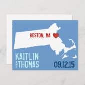 Save the Date - Anpassbar - Massachusetts Ankündigungspostkarte (Vorne/Hinten)