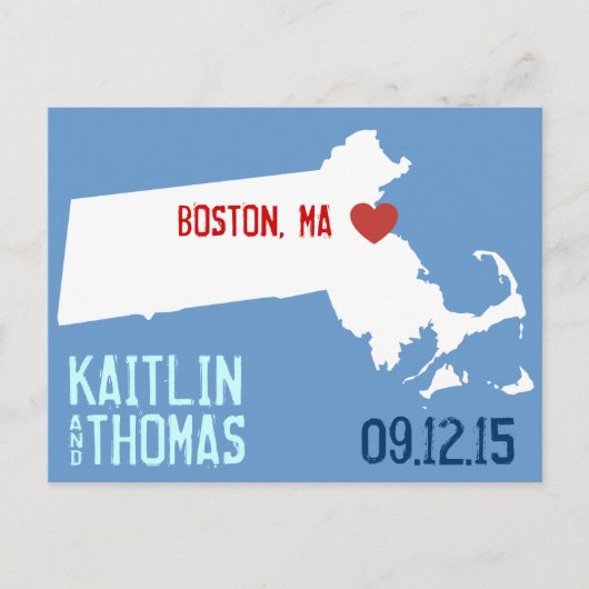 Save the Date - Anpassbar - Massachusetts Ankündigungspostkarte (Vorderseite)