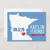 Save the Date - Anpassbar - Minnesota Ankündigungspostkarte (Vorne/Hinten)