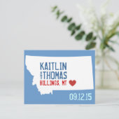 Save the Date - Anpassbar - Montana Ankündigungspostkarte (Stehend Vorderseite)