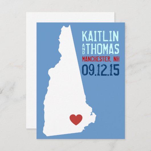 Save the Date - Anpassbar - New Hampshire Ankündigungspostkarte (Vorne/Hinten)