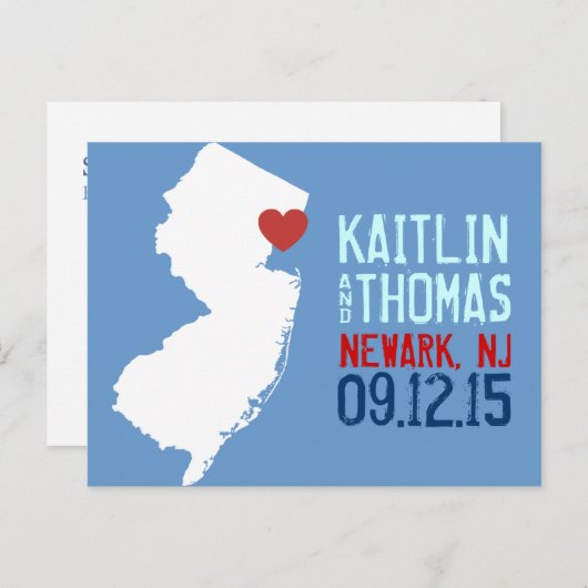 Save the Date - Anpassbar - New Jersey Ankündigungspostkarte (Vorne/Hinten)