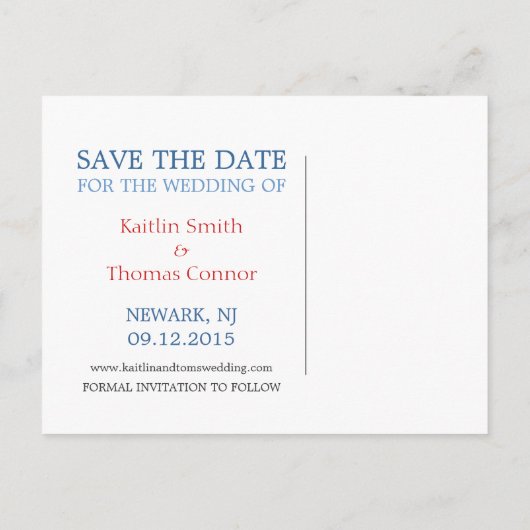 Save the Date - Anpassbar - New Jersey Ankündigungspostkarte (Rückseite)