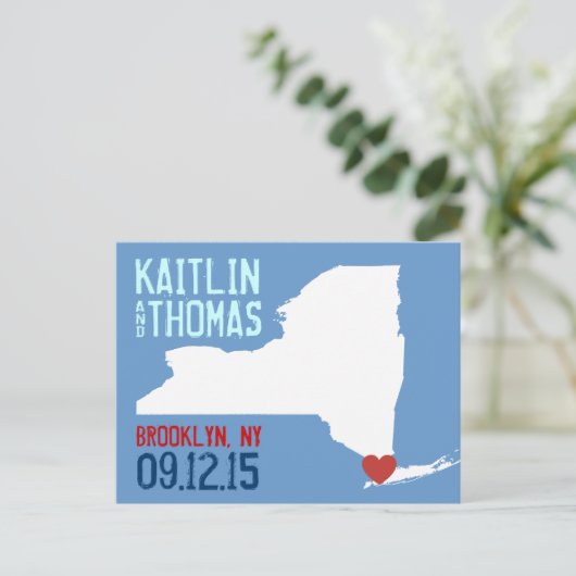 Save the Date - Anpassbar - New York Ankündigungspostkarte (Stehend Vorderseite)