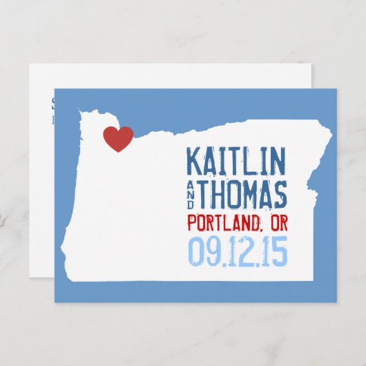 Save the Date - Anpassbar - Oregon Ankündigungspostkarte (Vorne/Hinten)