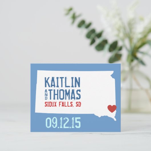 Save the Date - Anpassbar - Süddakota Ankündigungspostkarte (Stehend Vorderseite)