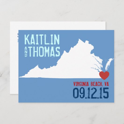 Save the Date - Anpassbar - Virginia Ankündigungspostkarte (Vorne/Hinten)