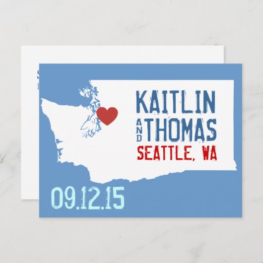 Save the Date - Anpassbar - Washington Ankündigungspostkarte (Vorne/Hinten)