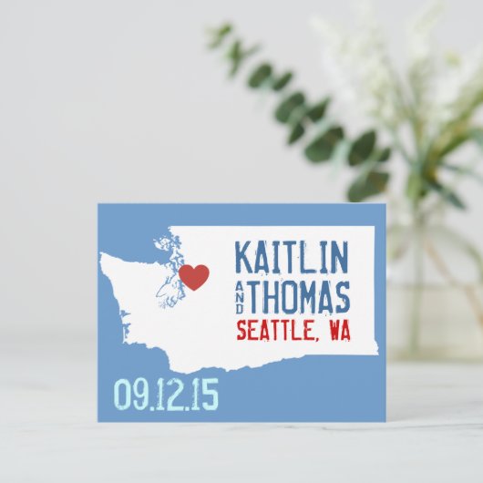 Save the Date - Anpassbar - Washington Ankündigungspostkarte (Stehend Vorderseite)
