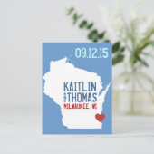 Save the Date - Anpassbar - Wisconsin Ankündigungspostkarte (Stehend Vorderseite)
