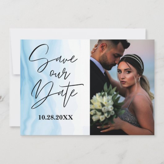 Save the Date anpassbare Karte aus weißem Marmor (Vorderseite)