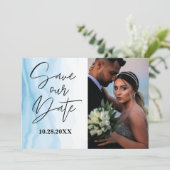 Save the Date anpassbare Karte aus weißem Marmor (Stehend Vorderseite)