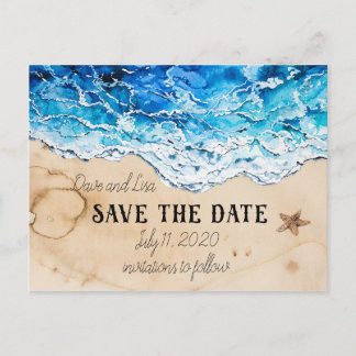 Save the Date anpassbare Strandpostkarte Postkarte